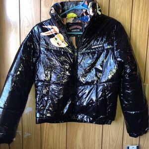Members Only Shiny Black Puffer Jacket
